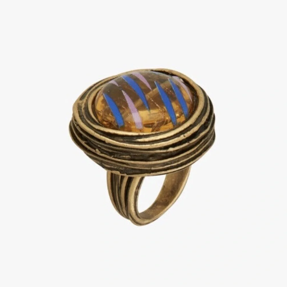 NWT. Zara Limited Edition Round Glass Ring. Size S/12.